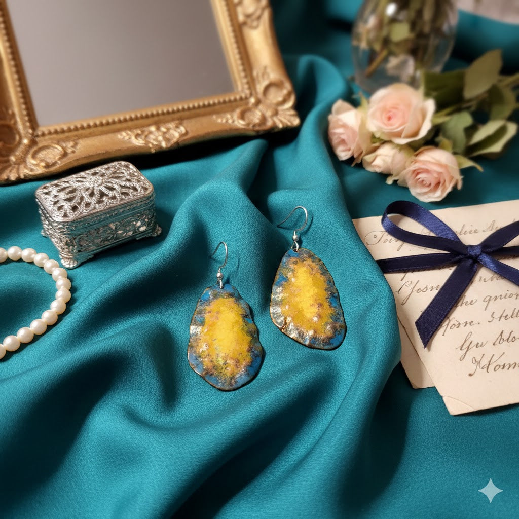 "Königlicher Lapislazuli" – Handgefertigte Emaille-Ohrringe im Rokoko-Charme