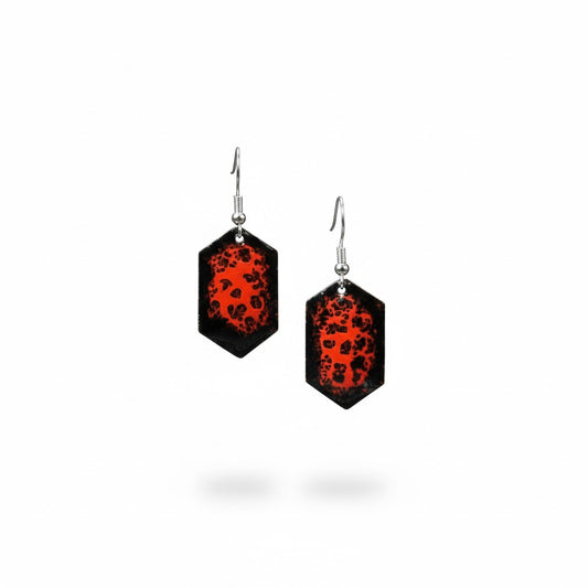 "Punk Heart Shards" – Handcrafted Enamel Earrings in Gothic Punk Style