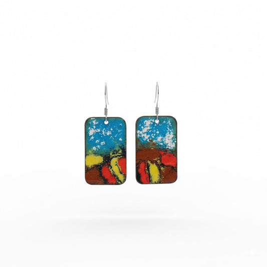 "Mediterranean Mosaic" - Handmade Enamel Earrings in Mediterranean Style