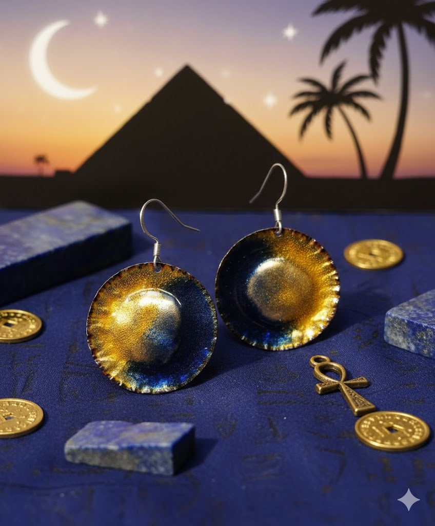 "Auge des Ra" – Handgefertigte Emaille-Ohrringe mit dem Zauber Ägyptens