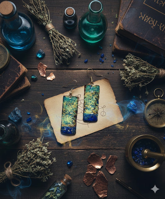 "Alchemisten-Elixier" – Handgefertigte Emaille-Ohrringe, ein Geheimnis der Transformation