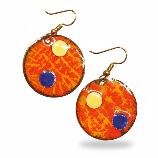 "Orange Fever" – Handmade Enamel Earrings in Holland Football Style