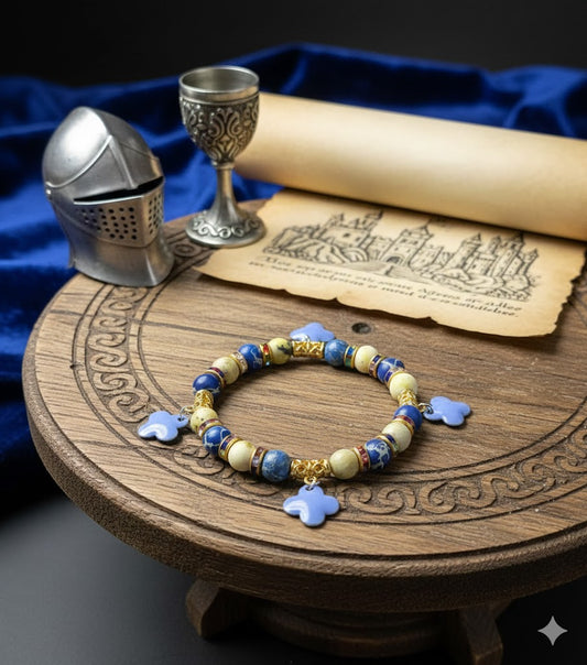 "Byzantinisches Blau" – Exklusives Emaille-Armband mit Jaspis und Gold-Akzenten