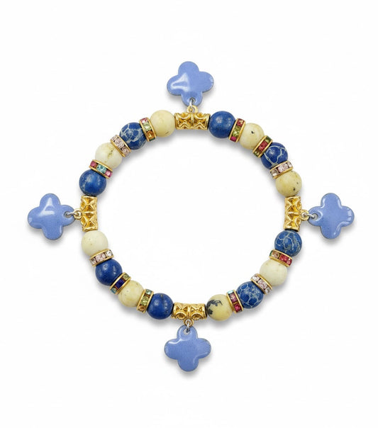 "Byzantinisches Blau" – Exklusives Emaille-Armband mit Jaspis und Gold-Akzenten