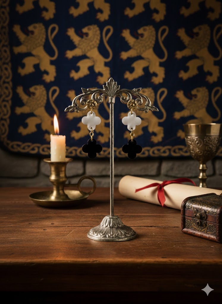 "Gotisches Geheimnis" – Handgefertigte Emaille-Ohrringe in markantem Kontrast