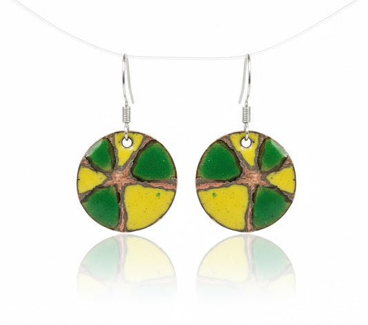 "Medieval Wheel" - Handcrafted Enamel Earrings in Authentic Medieval Style