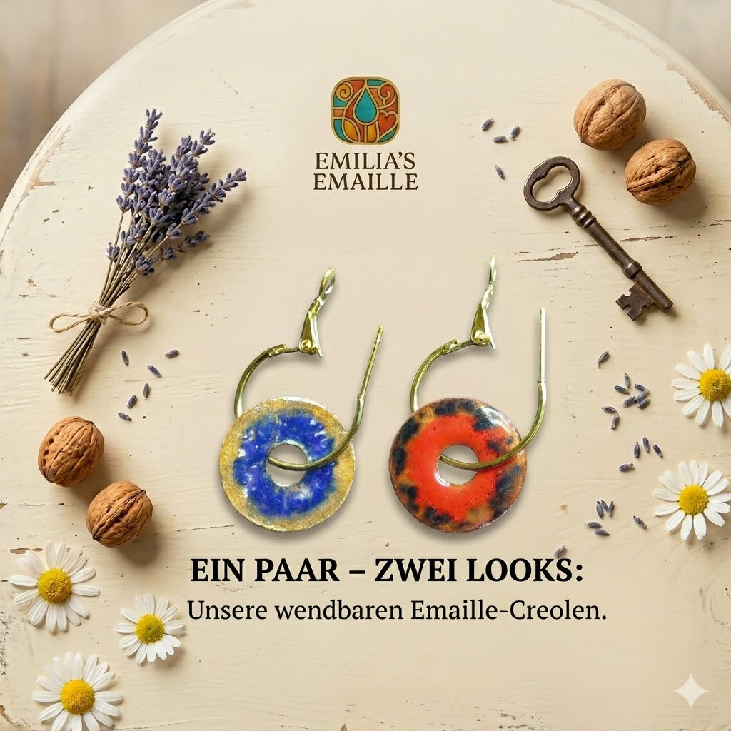 Zwei Seiten Glück: Die wendbaren Emaille-Creolen