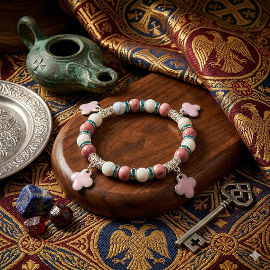 "Chalcedon-Rhodinit-Eleganz" – Exklusives Armband mit Emaille