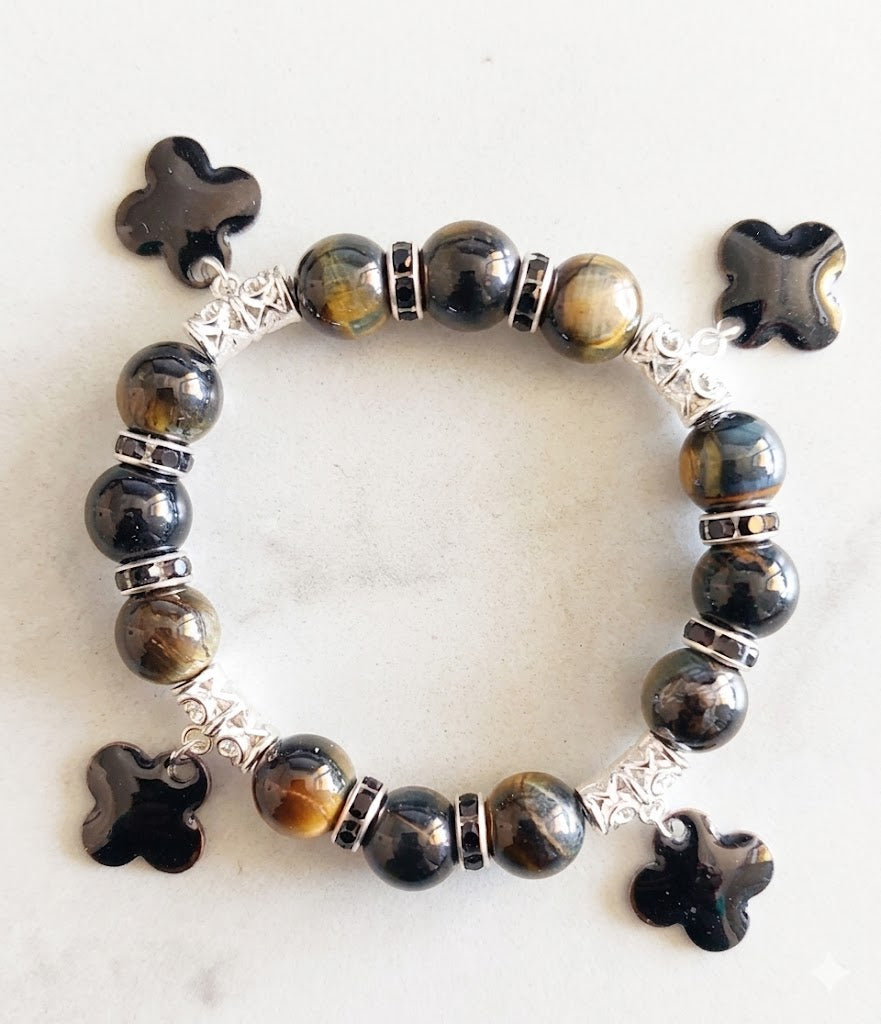 Byzantinisches Armband mit Tigerauge und Feuer-Emaille – Handgefertigtes Unikat