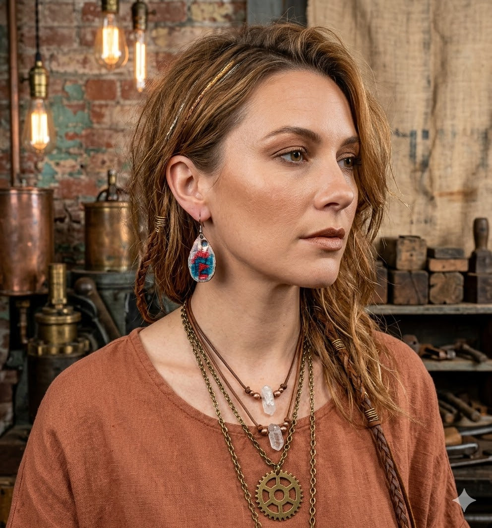 Industrial Boho Chic - Loft Style Drop Earrings