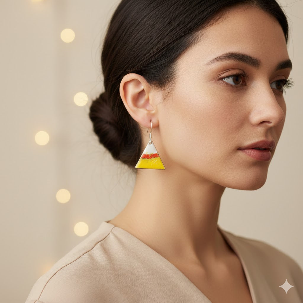 Emaille-Ohrringe"Asiatisches Prisma"