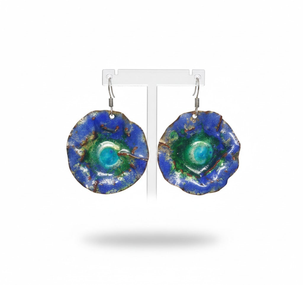 Emaille-Ohrringe "Alchemie des Ozeans" – Unikate von Emilia's Emaille