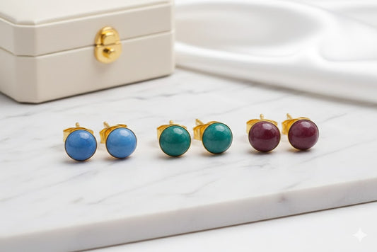 "Pure Brilliance" - Handcrafted Enamel Stud Earrings for Everyday Wear