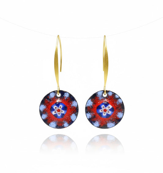"Caucasian Fire" – Handmade Enamel Earrings in Georgian Style