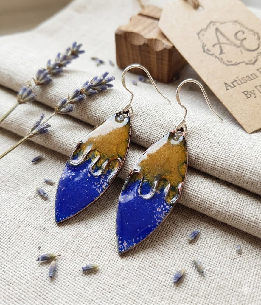 Handgefertigtes Emaille-Schmuckset „Abendsonne“