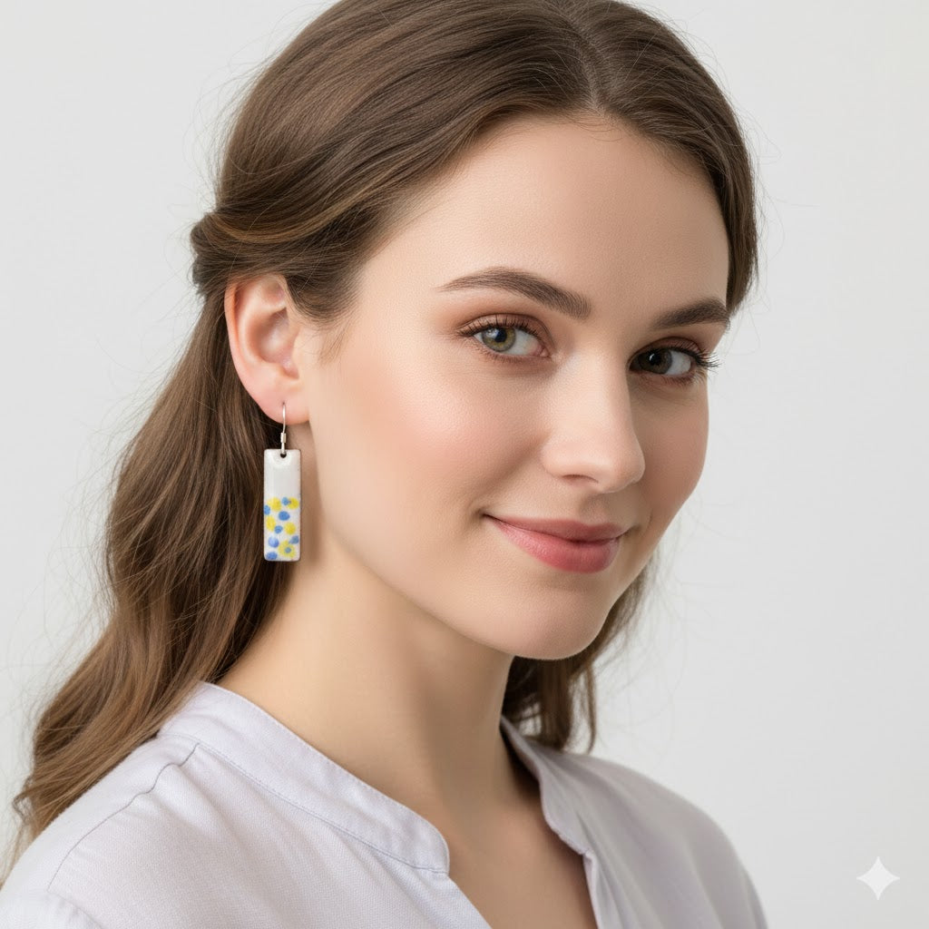 Emaille-Ohrringe „Provence-Punktchen“