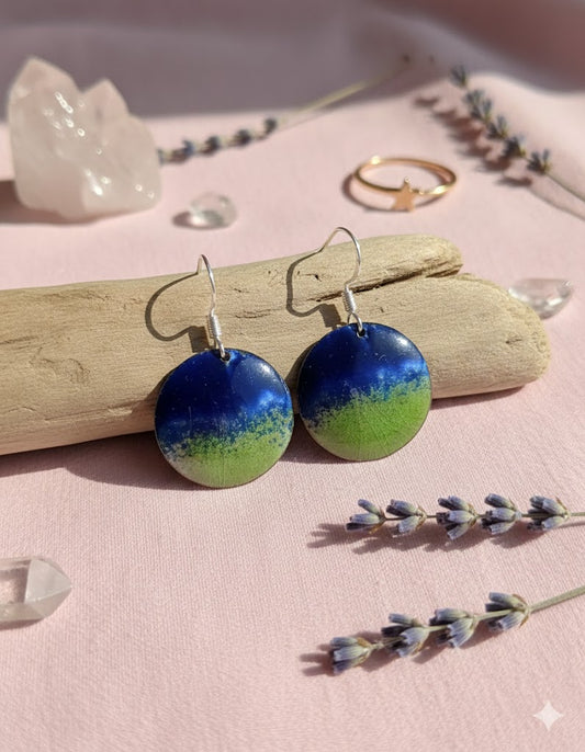Emaille-Ohrringe "Ozean & Erde" – Unikat von Emilia's Emaille