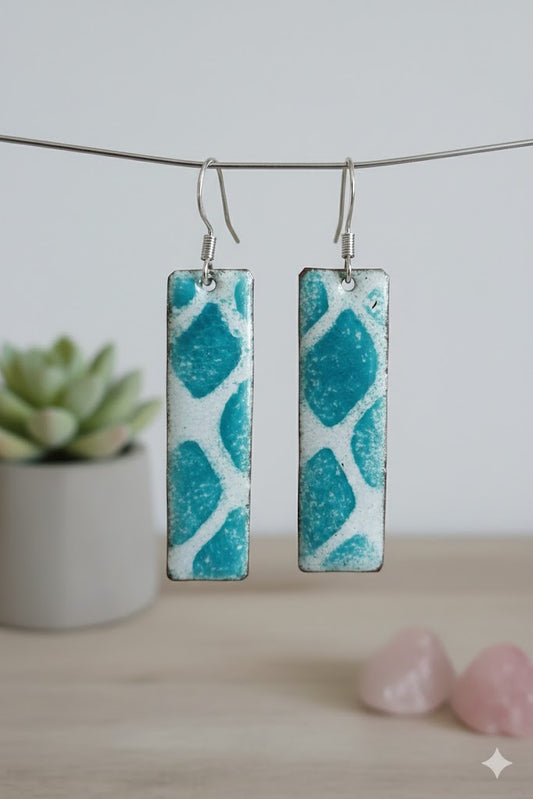 Emaille-Ohrringe "Aqua Labyrinth" – Einzigartige Unikate von Emilia's Emaille