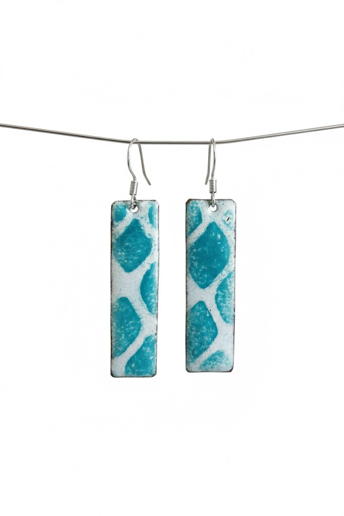 Emaille-Ohrringe "Aqua Labyrinth" – Einzigartige Unikate von Emilia's Emaille