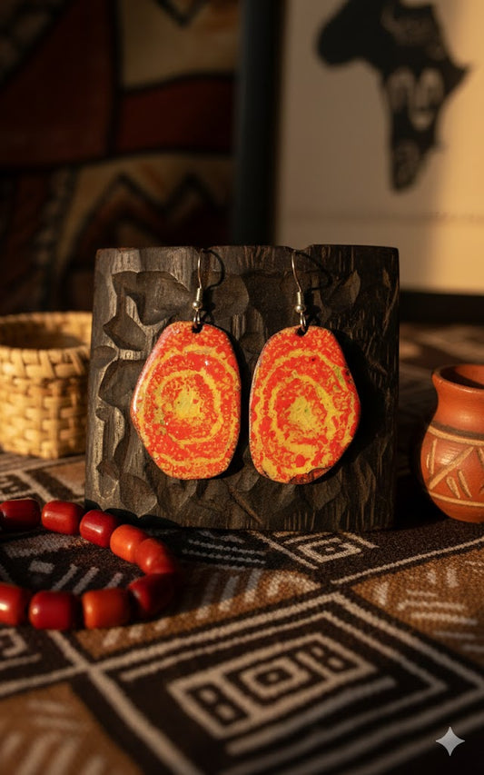 Emaille-Ohrringe "Afrikanische Sonne" – Kunstvolles Unikat von Emilia's Emaille