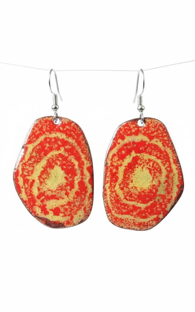 Emaille-Ohrringe "Afrikanische Sonne" – Kunstvolles Unikat von Emilia's Emaille