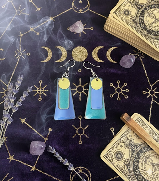 Emaille-Ohrhänger "Geometrische Lagune" – Modernes Design von Emilia's Emaille