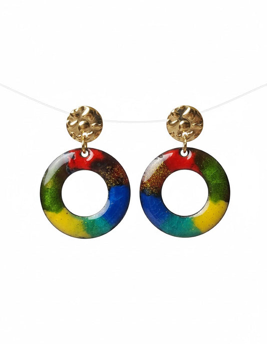 Enamel Earrings "Color Circle of Life" – Colorful Unique Piece by Emilia's Enamel