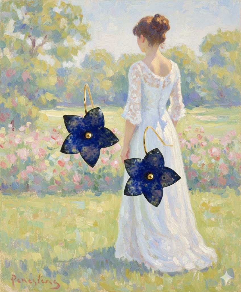 Emaille-Ohrringe "Blaue Vergissmeinnicht"