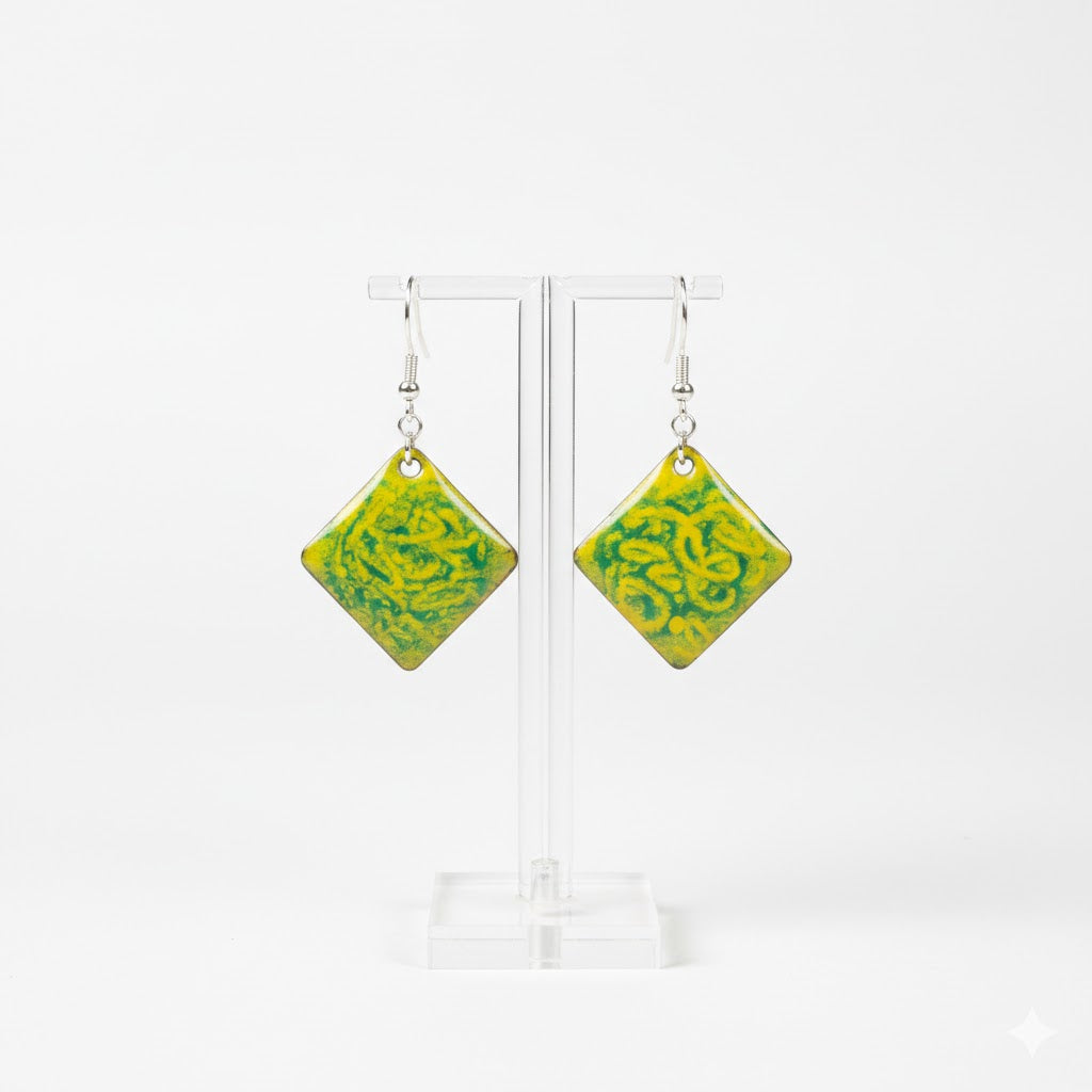 Enamel earrings "Komorebi-Light" from the Far Eastern Silk &amp; Fire collection