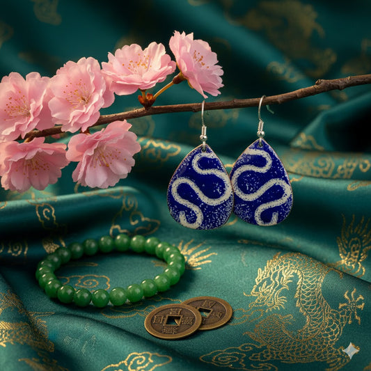Emaille Ohrringe "Ukiyo-Träume" aus der Kollektion Fernöstliche Seide & Feuer
