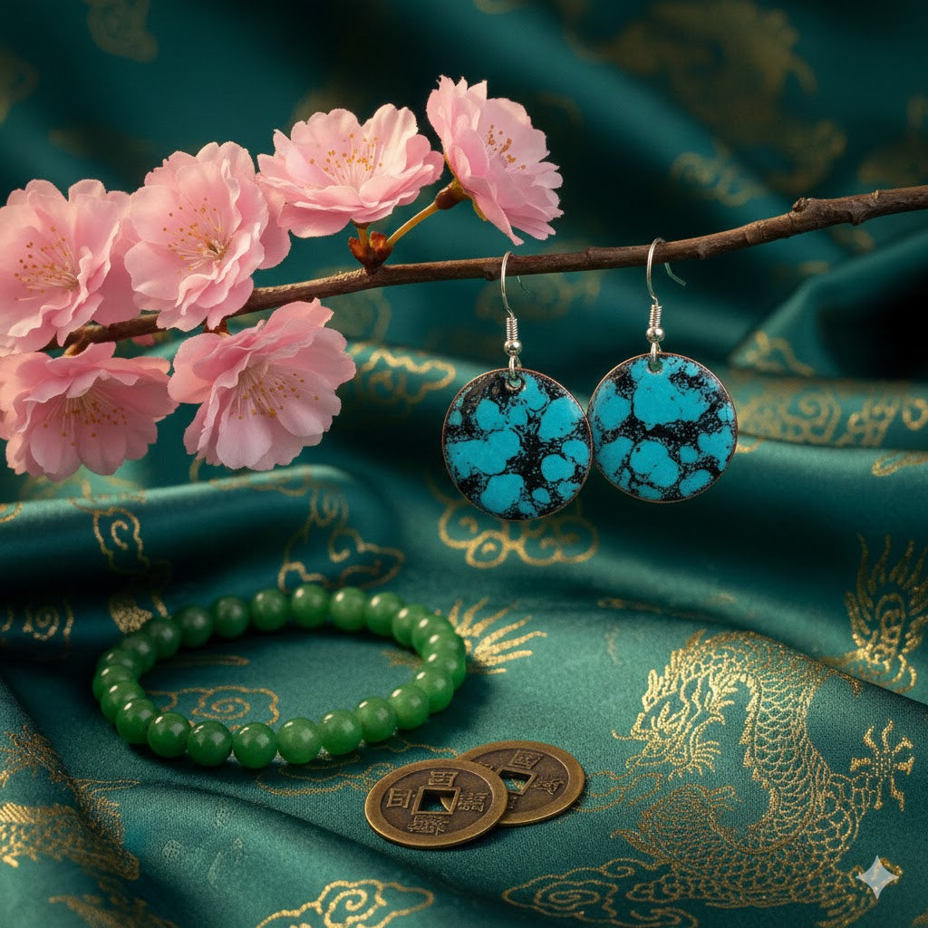 Enamel earrings "Imperial Jewel" from the Far Eastern Silk &amp; Fire collection