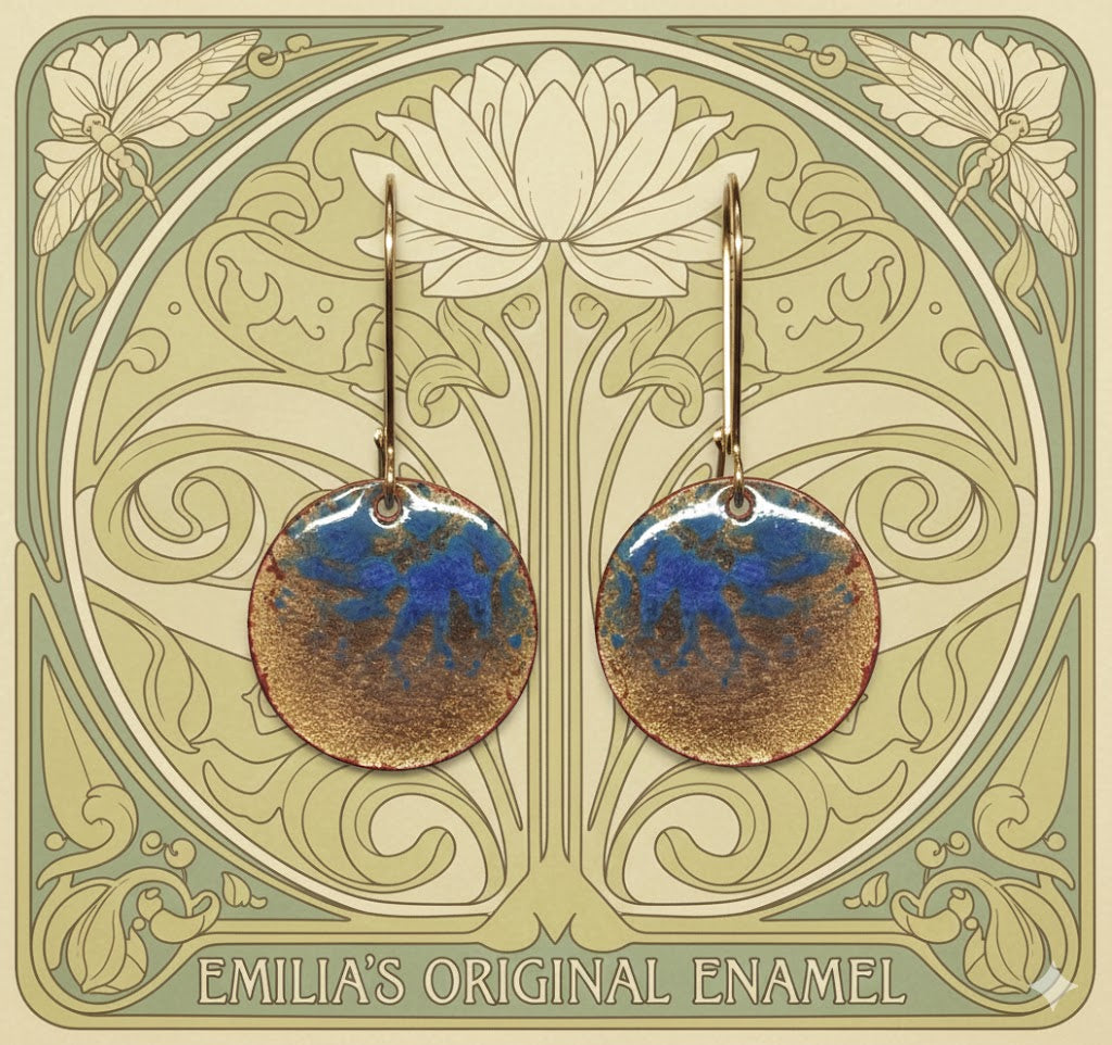 Emaille-Ohrringe "Jugendstil-Ozean" – Kunstvolle Unikate von Emilia's Emaille