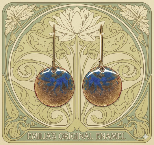 Emaille-Ohrringe "Jugendstil-Ozean" – Kunstvolle Unikate von Emilia's Emaille