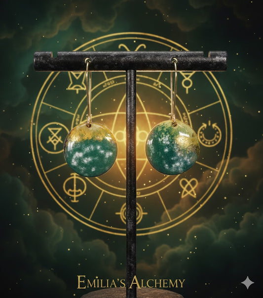 Emaille-Ohrringe "Alchemisten-Garten" – Runde Unikate von Emilia's Emaille