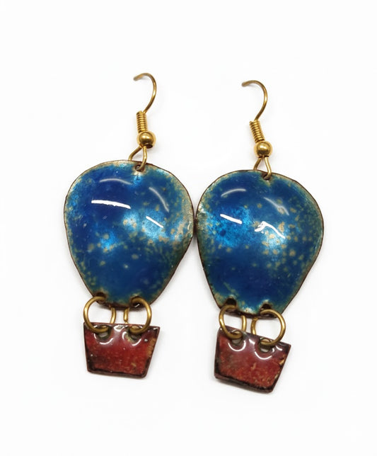 Enamel Earrings "Sky Stormers" – Hot Air Balloon Unique Pieces by Emilia's Emaille