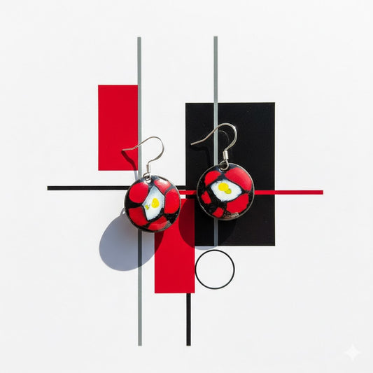 Emaille Ohrringe "Abstrakte Schwingung" aus der Kollektion "Geometrie des Feuers – Die Macht der Abstraktion"