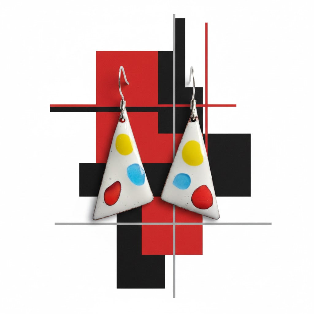 Emaille Ohrringe "Gleichgewicht" aus der Kollektion "Geometrie des Feuers – Die Macht der Abstraktion"