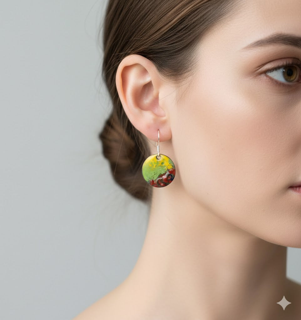 Emaille-Ohrringe"Farbspiel"