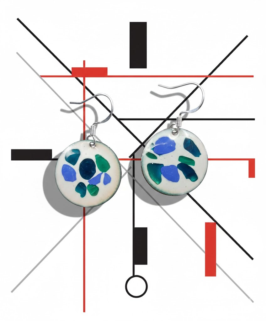 Enamel earrings "Suprematic Form" from the collection "Geometry of Fire - The Power of Abstraction"