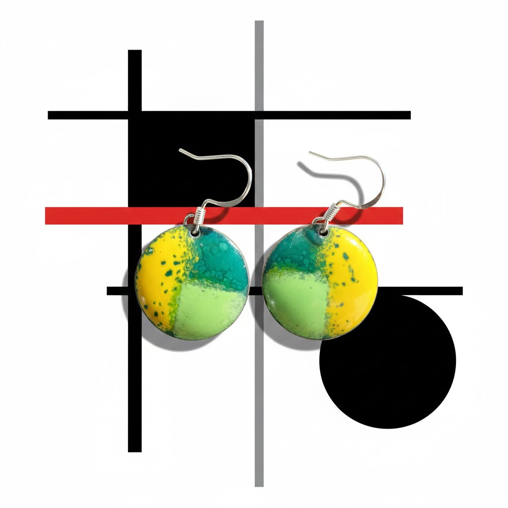 Enamel earrings "Suprematic Form" from the collection "Geometry of Fire - The Power of Abstraction"