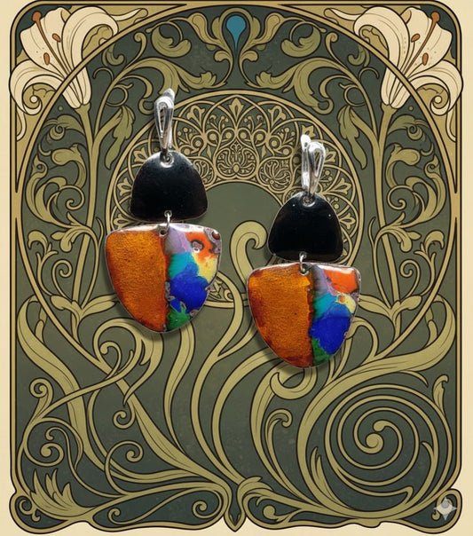 Emaille Ohrringe "Wiener Eleganz" aus der Kollektion "Tragbare Kunst: Von Klimt bis Chagall"