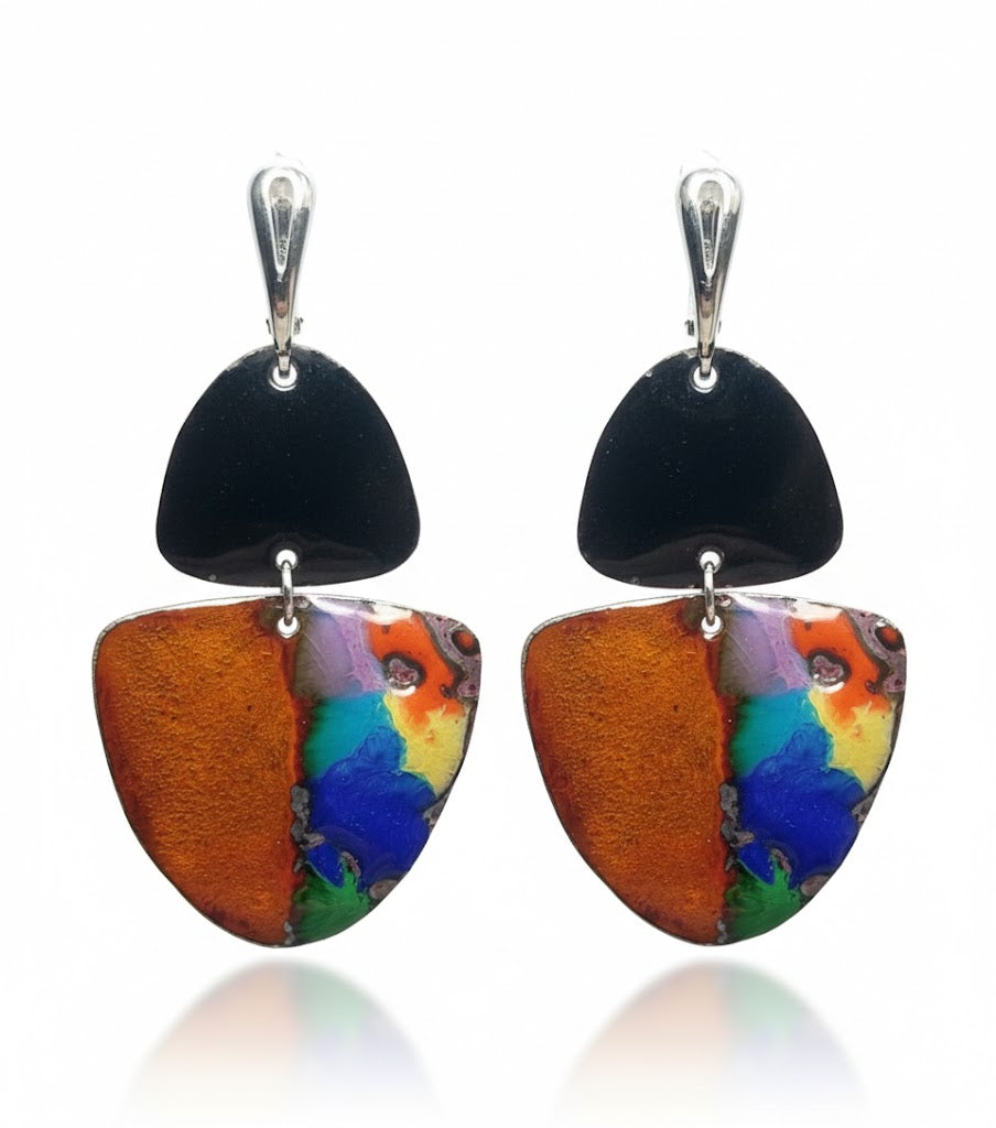 Emaille Ohrringe "Wiener Eleganz" aus der Kollektion "Tragbare Kunst: Von Klimt bis Chagall"