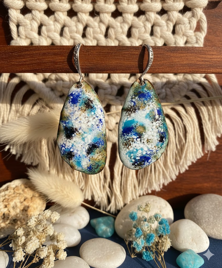 Emaille-Ohrringe "Tiefseerausch"