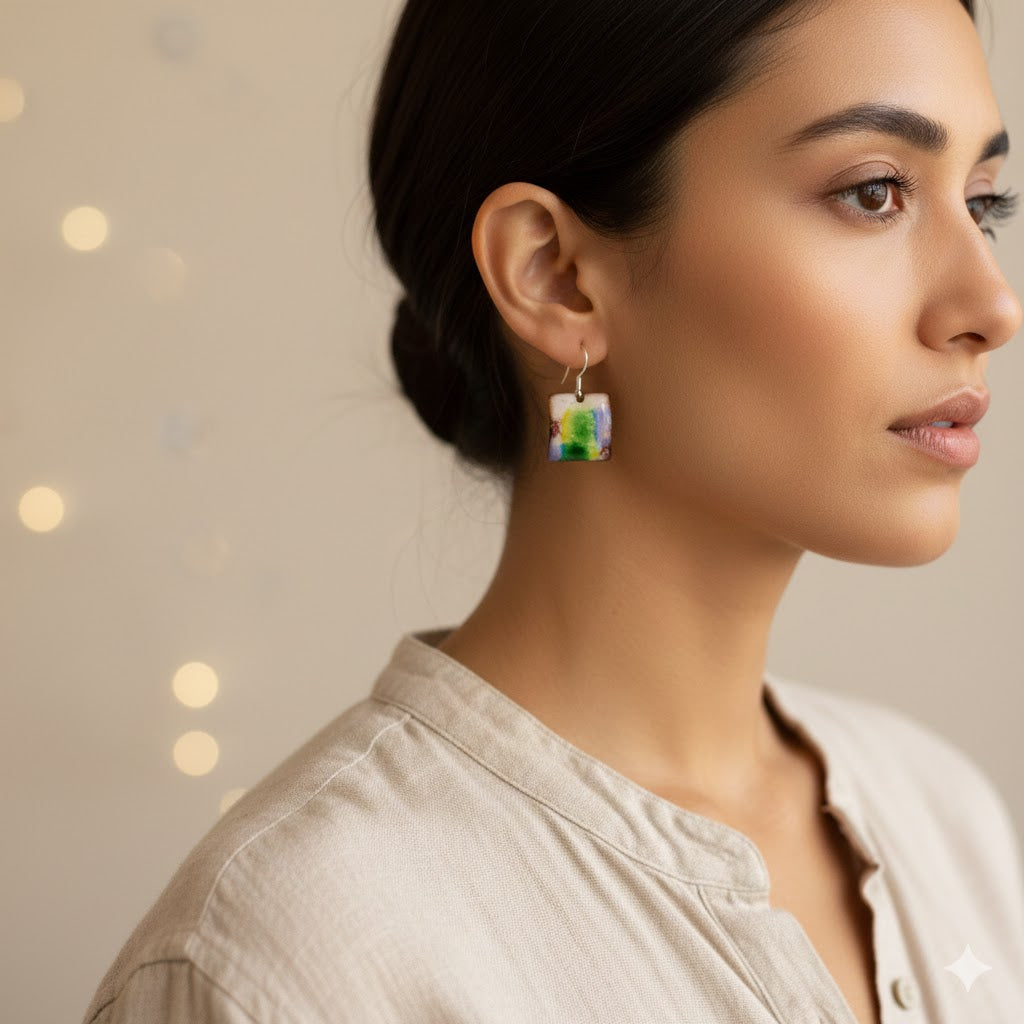 Emaille-Ohrringe "Farbmosaik"