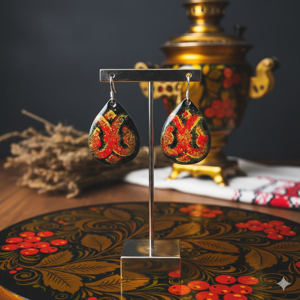 Emaille-Ohrringe "Goldenes Feuer"